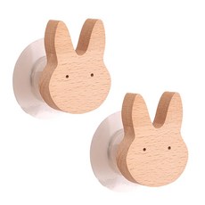 무타공 다용도 우드 후크 걸이 가방 모자 옷, 2개, 토끼