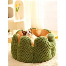 강아지 반려동물 침대 쿠션 편안한 고양이, 1개, 꽃잎 고양이집 카키
