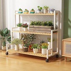 화분 정리대 모던 이동식 베란다 거치대 선반 진열대, 3단, 흰색