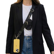 올리스트 핸드폰 크로스 스트랩 투웨이 넓은끈 도난방지 길이조절 파우치세트, 1개, 블랙