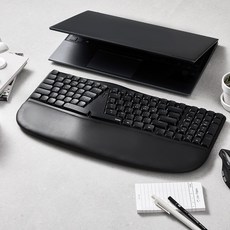 아이노트 저소음 기계식 유무선겸용 인체공학 키보드, 블랙, NK909RB, 적축