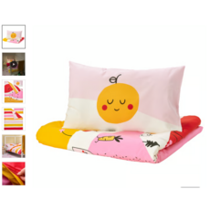 이케아 유아이불커버 그뢴핑크 유아용침대 이불커버+베개1 멀티컬러/스트라이프 110x125/35x55 cm 405.723.80