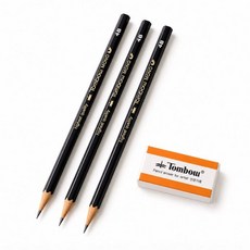 톰보우 모노J 연필 4B (3개입) + 지우개 (1개입)