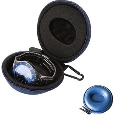 남성용 얀한 시계 여행용 케이스 50mm 시계용 싱글 박스 심플 내구성 지퍼 가방 남성 및 여성용 컴팩트 보호 정리함파란색
