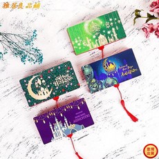 開齋節穆斯林摺疊紅包袋10入組，流蘇設計，開齋節穆巴拉克齋月適用，綠色紅色現金信封, 1個, 新款綠色,6 張卡