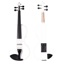 【台灣Jazzy】升級版電子小提琴 4/4尺寸 實木琴身 初學者入門演奏 耳機靜音/可接音箱 多色可選, 白色, 1個