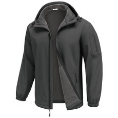 COOFANDY 남성용 후드 소프트쉘 재킷 방수 플리스 안감 윈드브레이커 경량 아웃도어 하이킹 재킷 다크 그레이. XL 131979