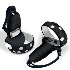 Oculus Quest 2 컨트롤러 그립 스트랩 Oculus Quest 2 VR Accesories (Black)에 대한 VR 핸들 실리콘 보호 커버, 1개, 검은색
