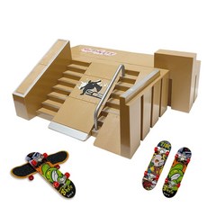 핑거보드 스케이트파크 키트 8개 램프 데크 미니 2개 DIY 선물 5세 이상, 8-in-1 핑거보드 스케이트 파크