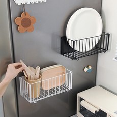 세탁기 냉장고 사이드 무타공 접이식 철제 자석 선반 마그네틱 다용도 수납선반, 화이트 1개