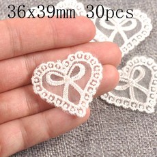 꽃 화이트 레이스 아플리케 메쉬 트림 바느질 Guipure 패브릭 웨딩 용품 홈 데코, 36x39mm 30pcs, 없음