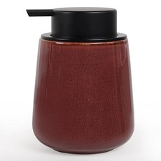 INGOFIN 세라믹 로션 디스펜서 355ML 12온스 모던 가능한 펌프가 주방용 접시 매트 비누 그린 액체 있는 디스펜서 욕실 리필, 핸드 펌프, 레드 브라운 액체
