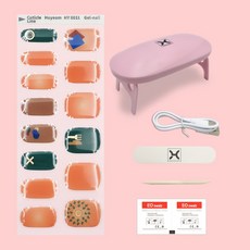 [HOYEOM] 일주일만의 반짝임 붙이는 세미큐어 젤네일 램프로 굽는 젤스트립 네일 HY-0011 썬플라워XO 반경화젤네일, 1개, otion 3 / UV램프포함(14pcs)