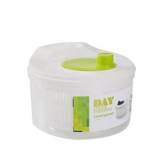 DAY 蔬菜脫水器 瀝水籃 洗菜籃 蔬果瀝水 廚房 瀝水 收納 旋轉脫水器, 1個, 蔬菜脫水器-綠色, 白色