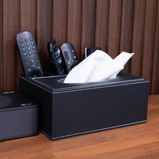 베러바이즈 모던 수납 가죽 티슈케이스 다용도 휴지 각티슈 사각티슈 케이스 커버, 1개, 플레인 블랙