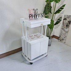 【格森】輕奢移動嚮輪小車高檔美容院專用小車美容儀器實木美容推車, 網紅美容多功能工具車 白色