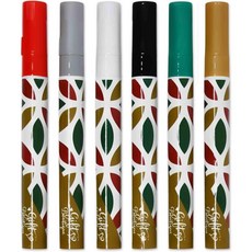 선물 부티크 크리스마스 오일 기반 페인트 마커 세트 6가지 미디엄 포인트 모듬 색상 녹색 레드 골드 실버 블랙 화이트 펜 DIY 공예 용품, 선물 부티크 크리스마스 오일 기반 페인트 마커 세트 6