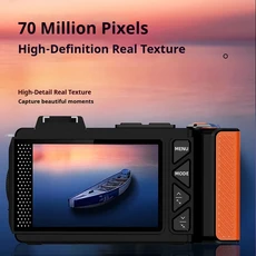 4K 디지털 카메라 디지털 카메라 자동 초점 4800만 화소 180° 회전 wifi 기능 레트로 6축 손떨림 보정 전후 듀얼 렌즈 플래시 셀카 초보자 학생 여행 빌로그용 64G, 상세페이지 참조