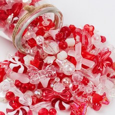 체리아트 비즈스쿱 팔찌 키링만들기 비즈혼합 파츠재료100g 대용량, 1개, 루비레드