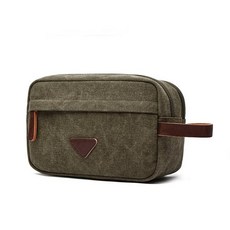 Tumecos 남성용 세면도구 가방 가죽 왁스 캔버스 면도 도프 키트 여행 액세서리 정리함 가방 아미 그린., 아미 그린