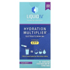 Liquid I.V. 수분 멀티플라이어 전해질 드링크 믹스 아사이베리 스틱팩 10개 (각 16g), 1개, 160g