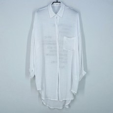 빈티지다온 알토 여 백프린팅 세미가오리핏 롱셔츠 화이트F