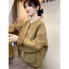 短款圓領小香風外套女2026秋冬新款休閒寬鬆高級感皮毛一體上衣