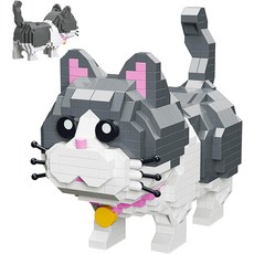 마이웨이데 블랙 고양이 빌딩 블록 마이크로 귀여운 동물 시리즈 미니 키트 소년 소녀용 673Pcs, Cat - 673pcs