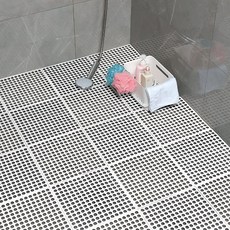 浴室防滑墊 拼接地墊 排水按摩 環保PVC, 白色 30*30CM, 1個