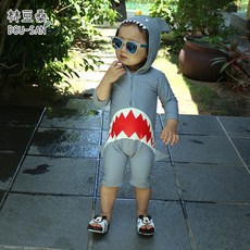 【林豆桑】現貨 SW07 可愛鯊魚泳衣 泳裝男童 泳衣游泳服 夏日玩水 鯊魚泳衣