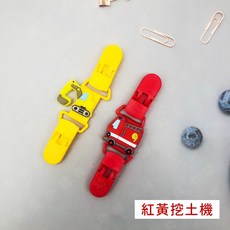 幼齒小舖 造型手帕夾 圍兜夾 幼稚園兩用夾 萬用造型夾 奶嘴夾, 1個, D1區_紅黃挖土機(一組兩入)