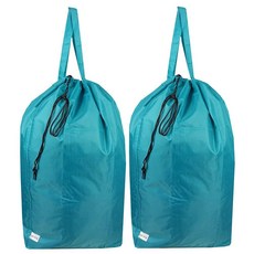 UniLiGis 손잡이와 드로스트링이 있는 세탁 가능한 여행용 세탁 가방2팩 세탁물을 3번 담을 수 있는 튼튼한 대형 세탁 바구니 또는 옷 바구니에 적합 69.8 x 87, 블루 아쿠아 (2팩)