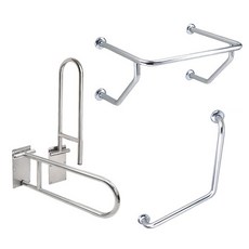 【海夫健康生活館】裕華 不鏽鋼系列 浴廁組 面盆 V型 活動扶手 40x40cm(T-058 T-054 T-111), 1個