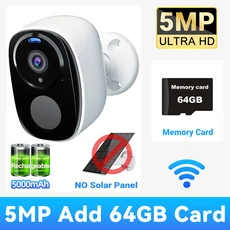 2K 5MP 4G 태양광 보안 카메라 무선 야외 컬러 투시 배터리 구동 WiFi 지원 PIR 방수 양방향 알렉사, 03 Battery Cam Add 64G