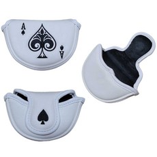 토토엘리 골프 퍼터 커버 미드라운드 반반달 하프말렛 자석형 1개 스페이드 고급PU, 화이트