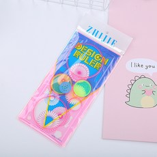 千匯多功能尺子小學生套尺幾何尺繪圖尺繪畫套裝百變萬花尺, 1個, 紅色萬花尺1把:19.3*11.5CM