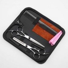 영글마켓 가정용 미용가위세트 6종 셀프 커트 숱가위 아기 배냇머리 앞머리 자르기 홈컷 이발 도구, 1세트, 블랙