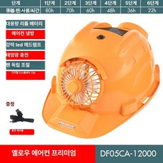 에스앤씨 안전모선풍기 모자 충전식 장착형 쿨링 헬멧, 1개, 옐로우 12000 듀얼 LED B