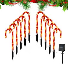 LED 태양열 캔디 케인 조명 크리스마스 장식 야외 방수 정원 파티 트리, 한개옵션2, 01 1-1 PC, 01 Solar powered