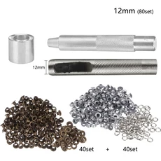 80set 4mm ~ 12mm 금속 구멍 그로멧 몰드 링 에어 홀 리벳 설치 펀치 도구 DIY 의류 신발 커튼, 06 12mm