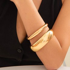 여성 파티 행사 공연 볼륨 골드 뱅글 패션 팔찌 2종 세트 A2433