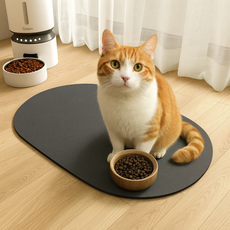 씨엔알비 강아지 밥 흘림 걱정 끝 식기 매트, 1개, 딥 차콜 블랙