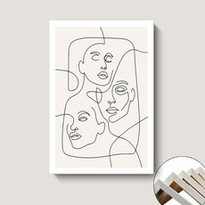 客廳裝飾畫 北歐清新淺綠色植物葉子線條酒店公寓壁畫帆布畫, 無框畫內框畫布）11,30x40cm