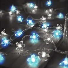 1pc 10M 80LED LED 벚꽃 꽃줄 조명 USB전원 무드등 인테리어 장식 실내외파티, 09 White blue, 01 10M80LED, 화이트 블루 10M80LED