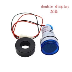 원형 미니 디지털 AC 전류계 전압계 듀얼 20 파일럿 램프 0 100A 500V 표시기 22mm LED 테스터 전압 계량기 조명, Blue, 1개, Blue