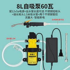 魯博士 8L 60W 智能斷電 12V 隔膜水泵 高壓清洗機, 12v5a長短槍+60w智斷泵,+管3米