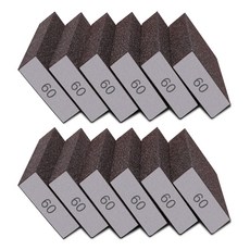 건식 벽체용 금속 목재 세척 및 재사용 가능한 탄부푸 12개 샌딩 스펀지 60그릿 거친 블록, 12PCS-60 Grit