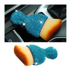 지펠로 오토 인테리어 먼지 브러시 다이아몬드가 달린 자동차 디테일 청소 핸들 소프트 제거 도구 차량 대시보드용 스크래치 없는 에어컨 통풍구 핑크, Lake Blue