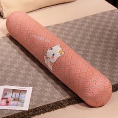 三層紗圓柱抱枕長條枕女生睡覺夾腿花布牀上側睡專用男生款可拆洗 副廠商品, 格倫粉色貓咪,65釐米 可拆洗 獨立內膽設計