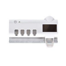 牙刷收納架 自動擠牙膏器 智能紫外線殺菌 紅外線感應開啟, 白色